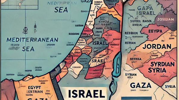 The map of Israel and Gaza