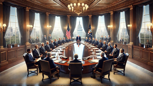 Here is the generated image for the presidential meeting